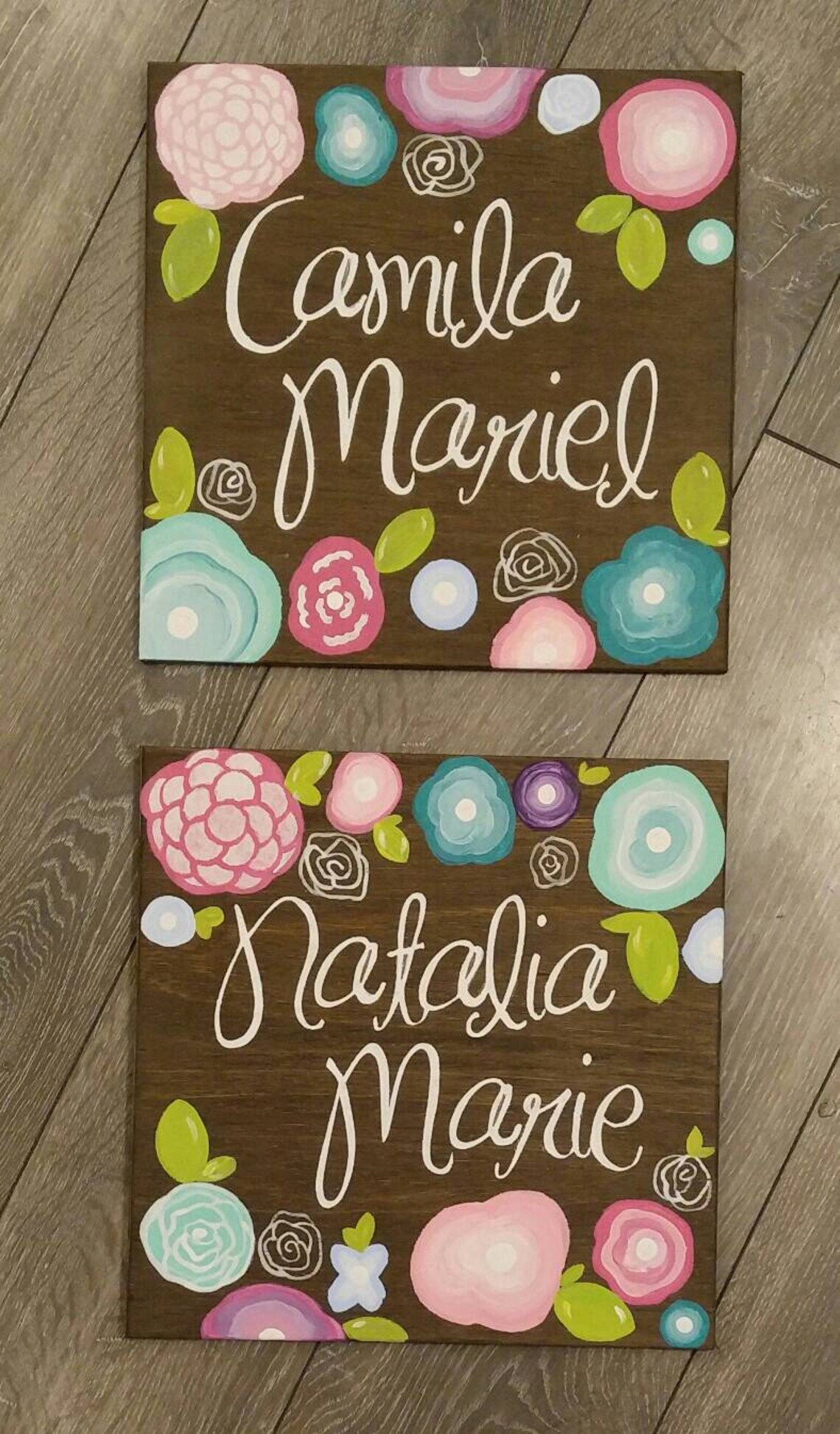 Name Sign Girl Rustic Rectangular Wooden Rustic Name Sign Girls Room Flowers Nursery Wall Decor - Etsy