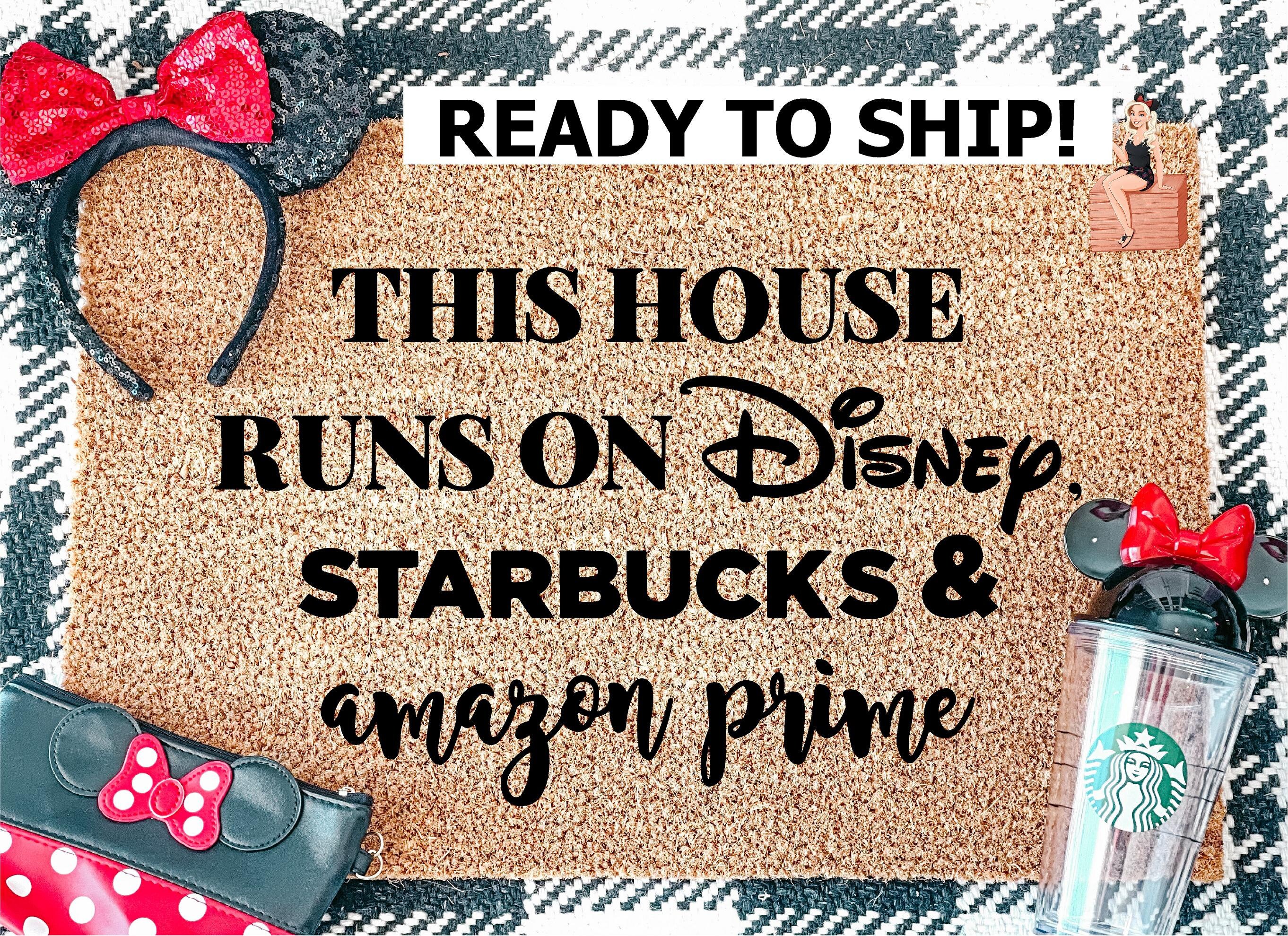 Disney Doormat Disney Starbucks And Amazon Prime Doormat Etsy