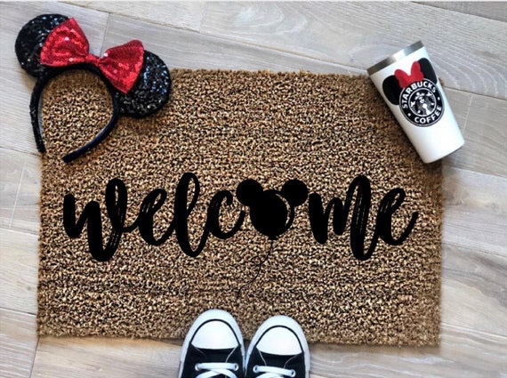 Disney Door Mat/ Disney Home Decor/ Disney Life Happy wife /Funny Door Mat / Welcome Mat / Funny Welcome Mat / Funny Mat / Rug / Doormat / D