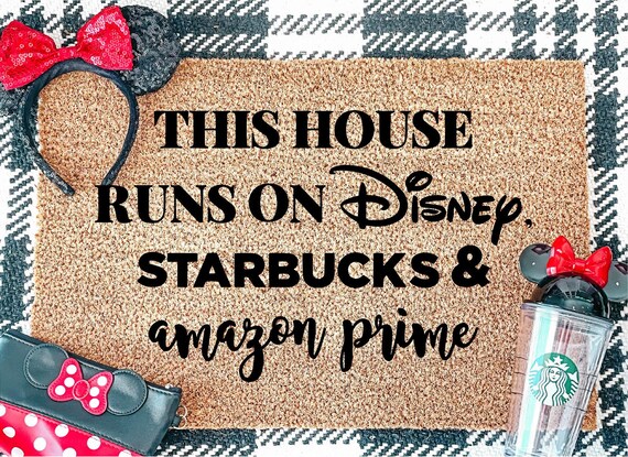 Disney Doormat Disney Starbucks And Amazon Prime Doormat Etsy Disney Doormat Disney Starbucks And Amazon Prime Doormat Etsy