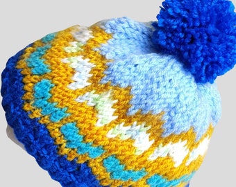 Winter Hat Multi Colored Handmade Knit