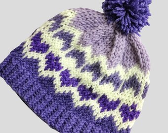 Winter Hat Purple Hues Baby Handmade Knit