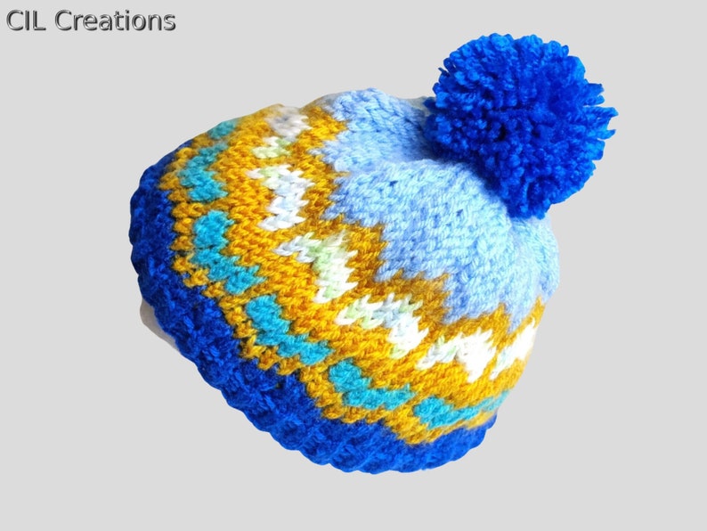 Winter Hat Multi Colored Handmade Knit image 1