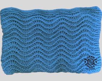 Soft Hand Made Knitted Baby Blanket Blue