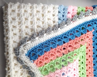 Baby's First Blankie Crochet Pattern Digital PDF Instant Download with Elephant Border