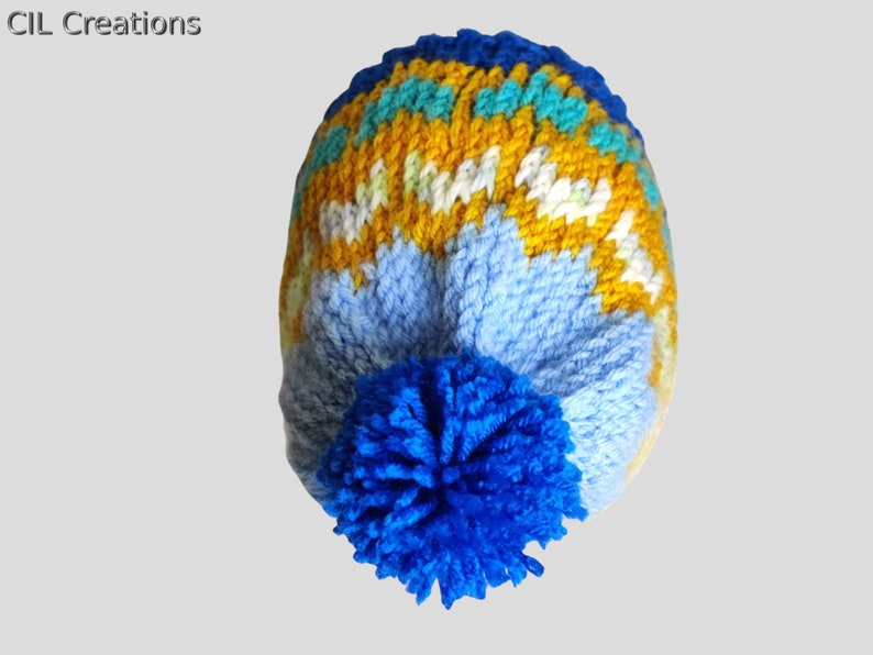 Winter Hat Multi Colored Handmade Knit image 3