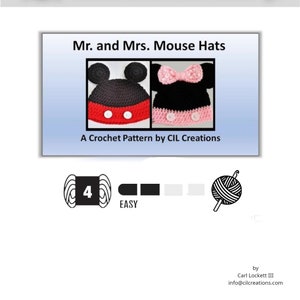 Mr. & Mrs. Mouse Hats Crochet Pattern image 1