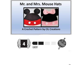 Mr. & Mrs. Mouse Hats Crochet Pattern