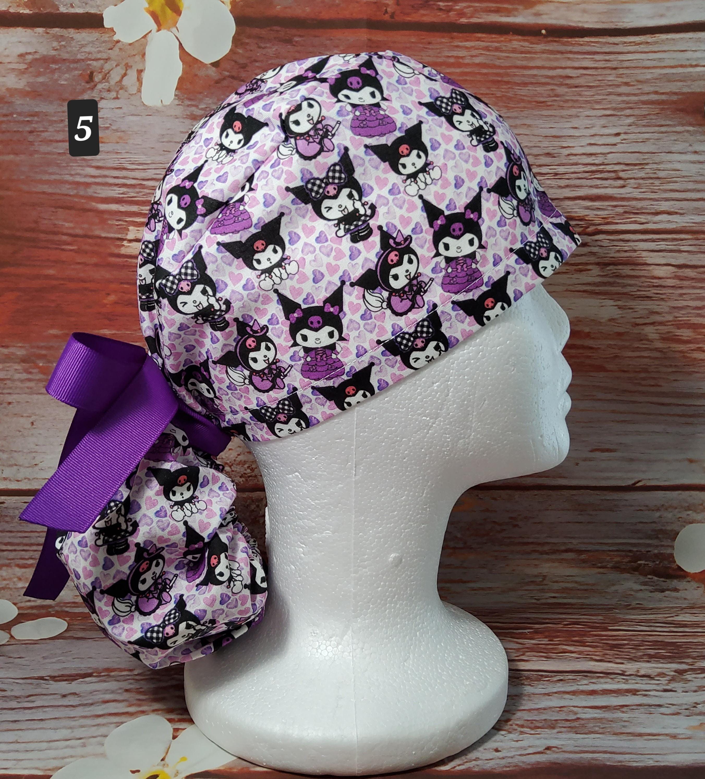 Character Ponytail Caps, kitty Kats, women's Ponytail Scrub Caps
