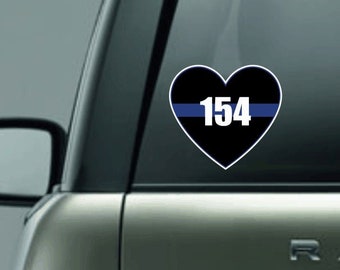 Personalized Police Heart Decal, Police Car Sticker, Police Support Decal,  Thin Blue Line Car Decal