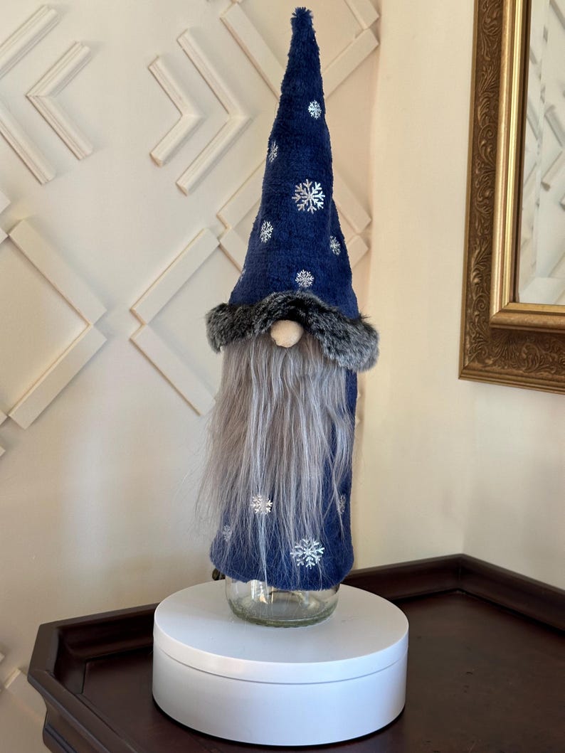 Gnome Wine Bottle Cover, Christmas Wizard Table Centrepiece, Holiday