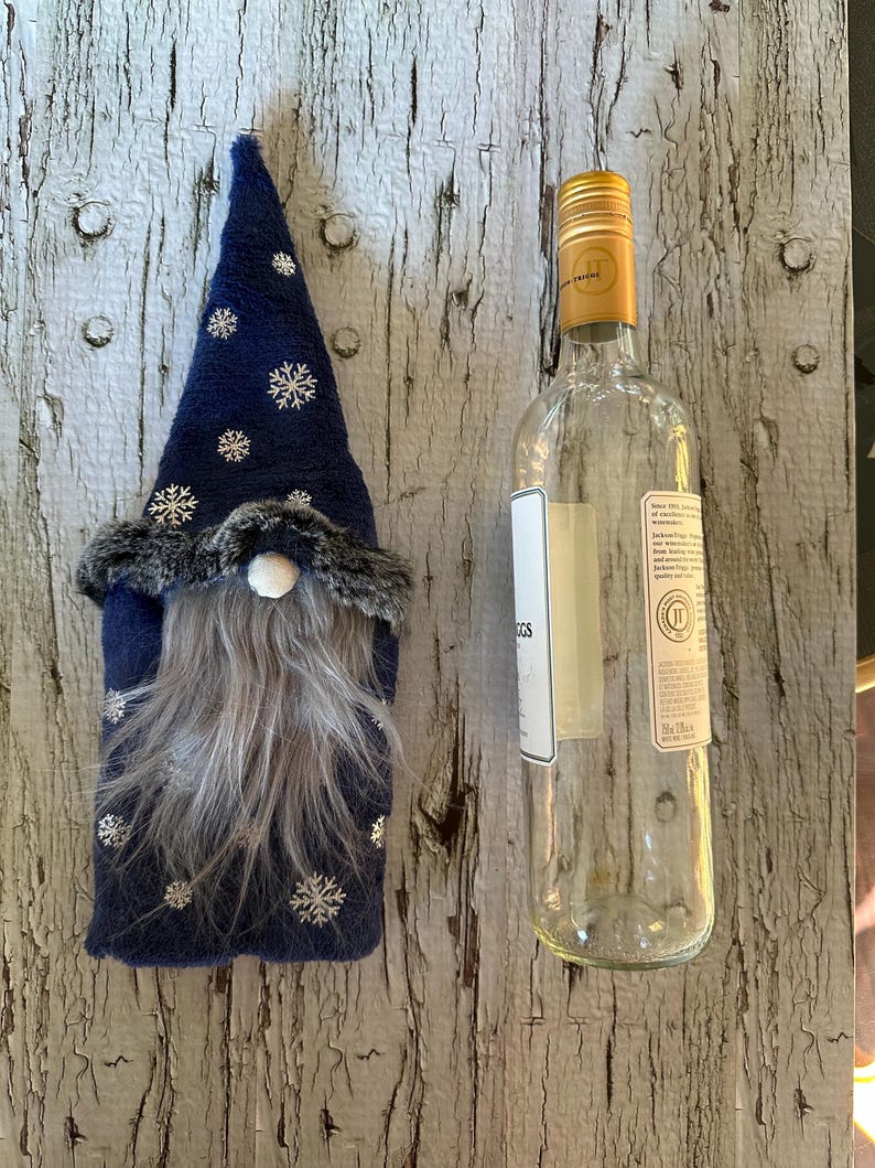 Gnome Wine Bottle Cover, Christmas Wizard Table Centrepiece, Holiday
