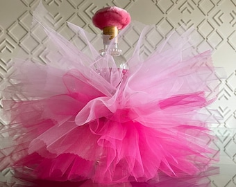 Pink Tulle Wine Bottle Cover, Bridal Shower Centerpiece