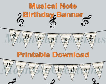 Musical note themed Water bottle labels. Happy Birthday | Etsy
