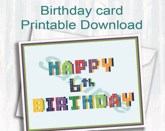 Carte D Anniversaire Pixel Etsy