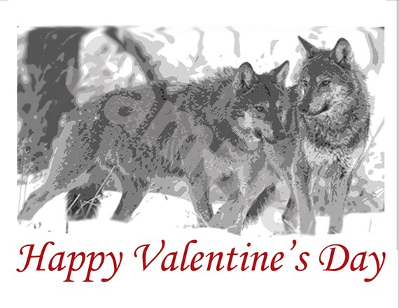 Wolves Valentine card Valentine's DayLoveDigital | Etsy