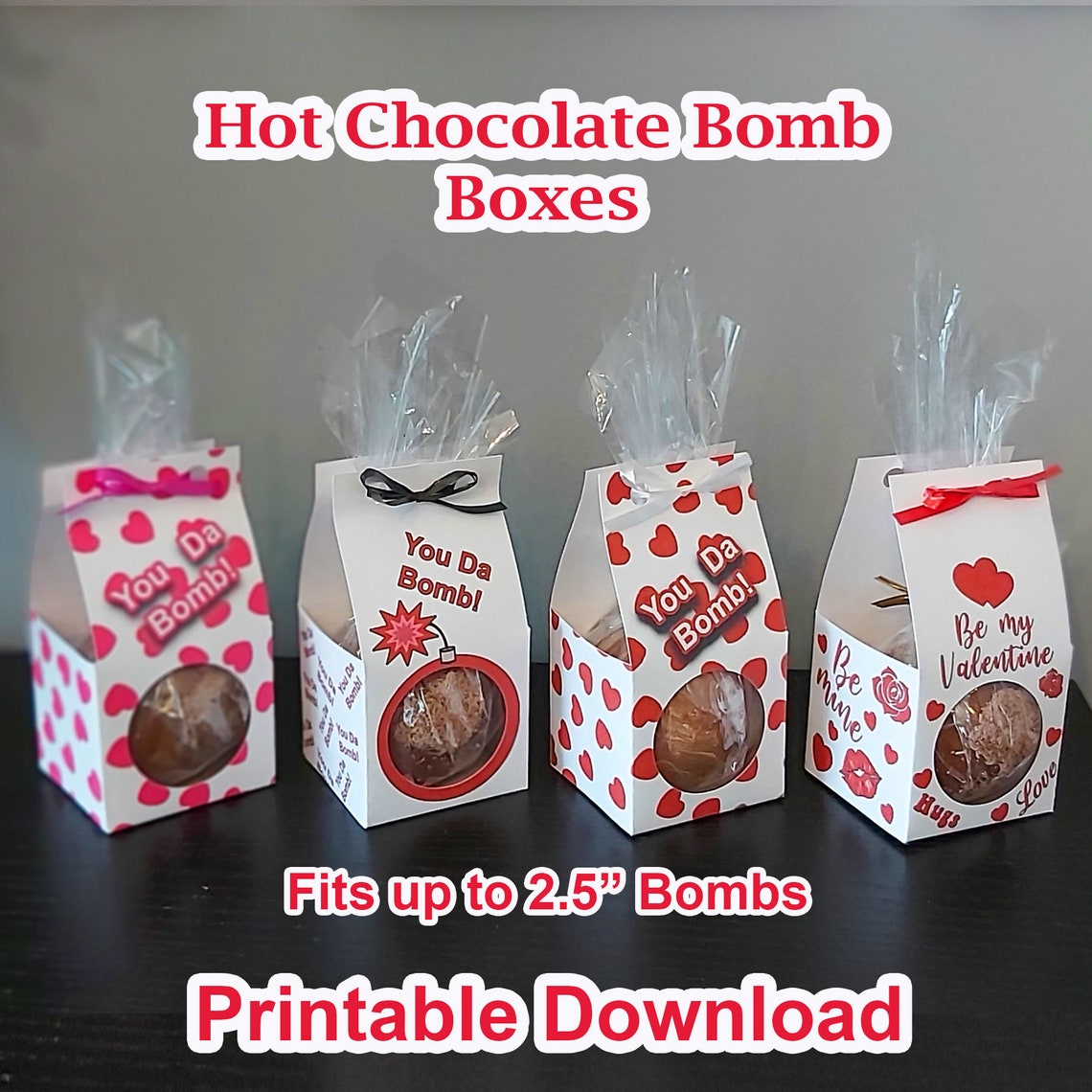 Hot Chocolate Bomb Boxes 4 Designs Printable download Etsy