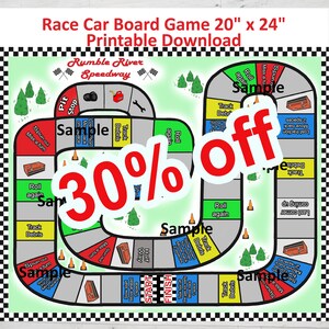 レースカーの印刷可能なボードゲーム、チェッカーフラッグ、パーティー用品、印刷可能なダウンロード