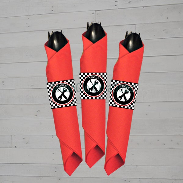 Race car theme Napkin and cutlery wrapper. Birthday party, Printable download