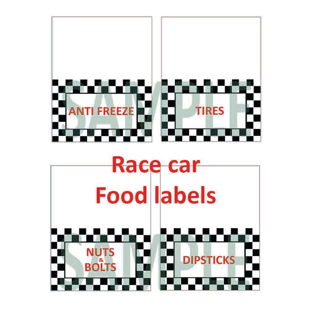 race-car-theme-food-labels-birthday-party-printable-download-checkered-flag-etsy