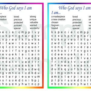 Who God Says I Am, Word Search Puzzle, Instant Digital Download ...