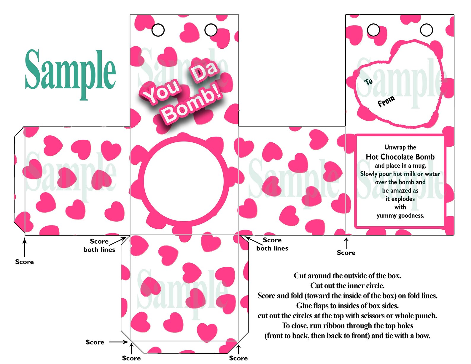 Hot Chocolate Bomb Boxes Printable Download Valentine's Etsy UK