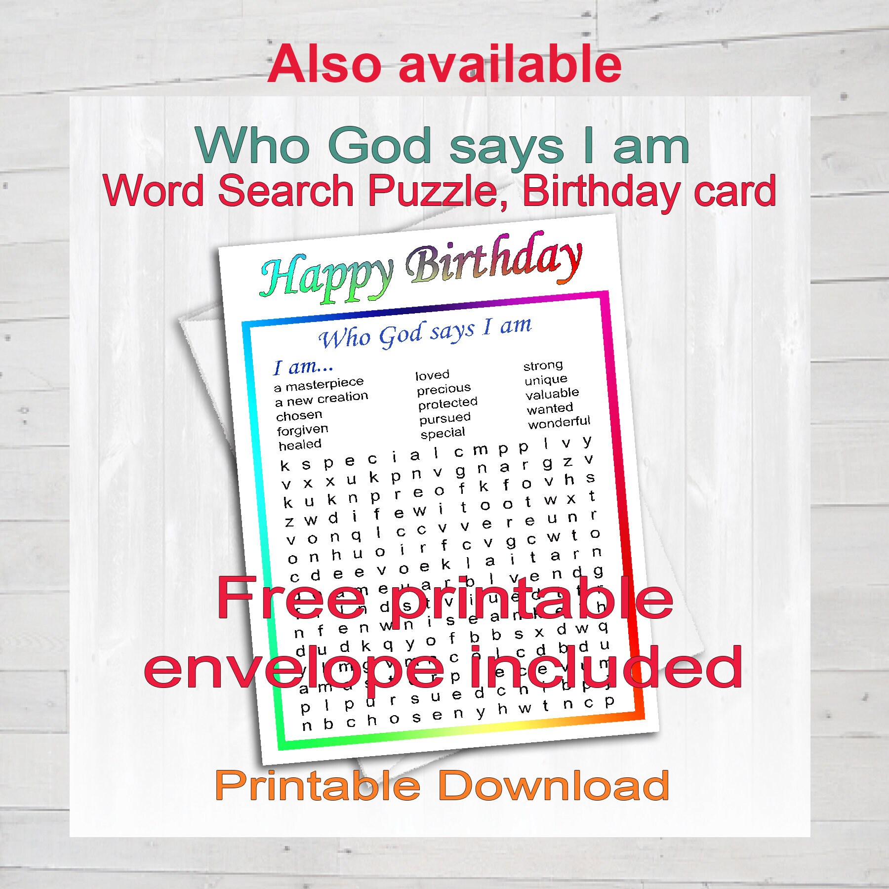 Who God Says I Am, Word Search Puzzle, Instant Digital Download ...