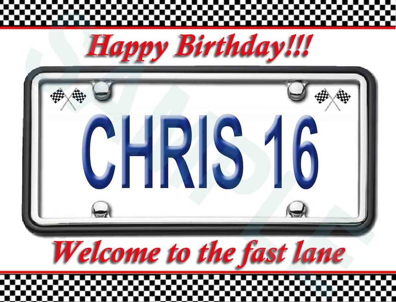 Custom licence plate Birthday card Printable download Etsy
