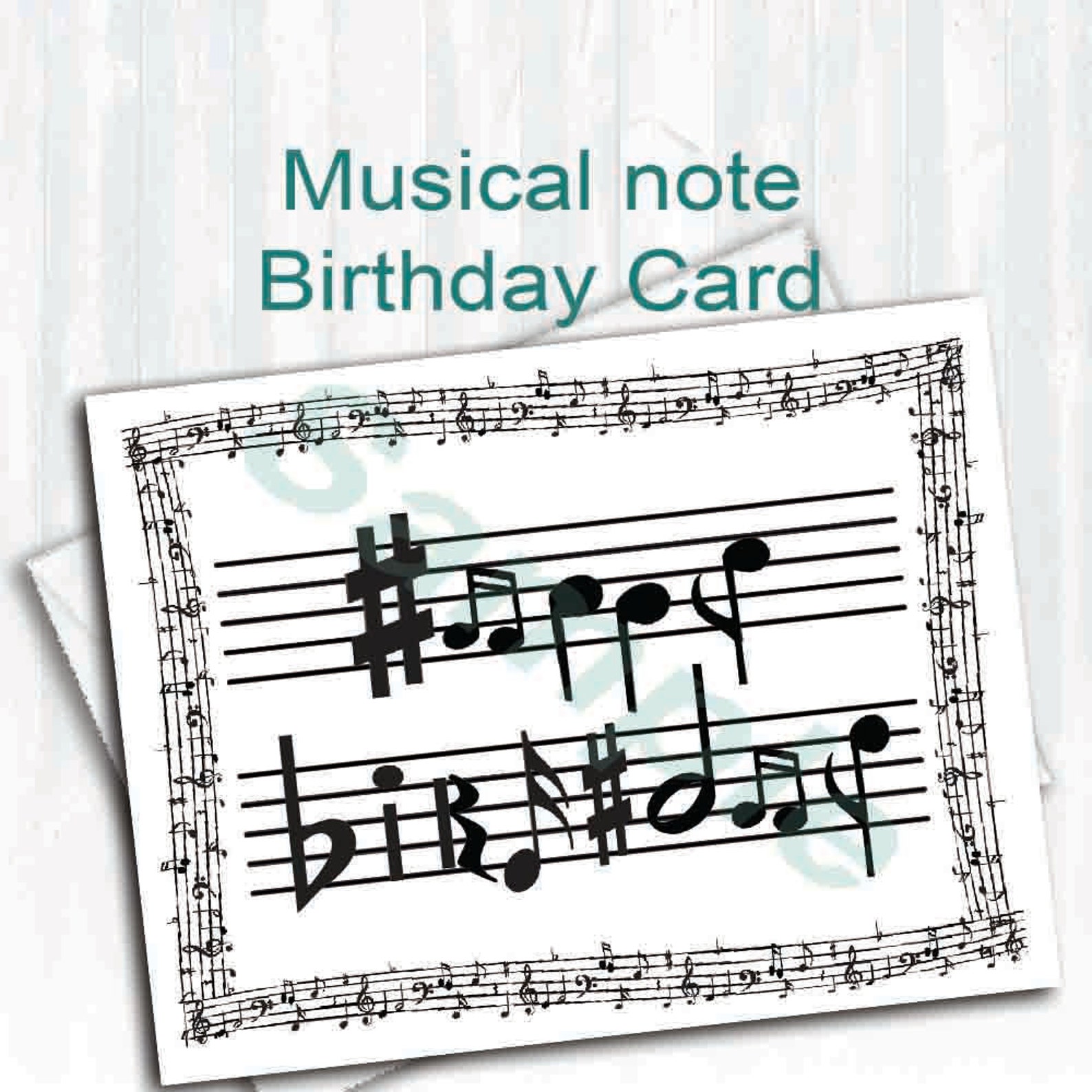 Sheet Music Birthday Card,digital Download,musical Notes, Happy