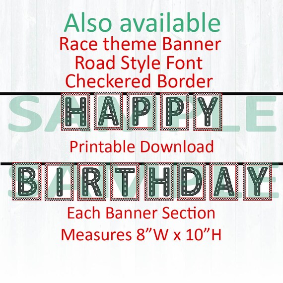 Race Theme Happy Birthday Banner Birthday Party Etsy
