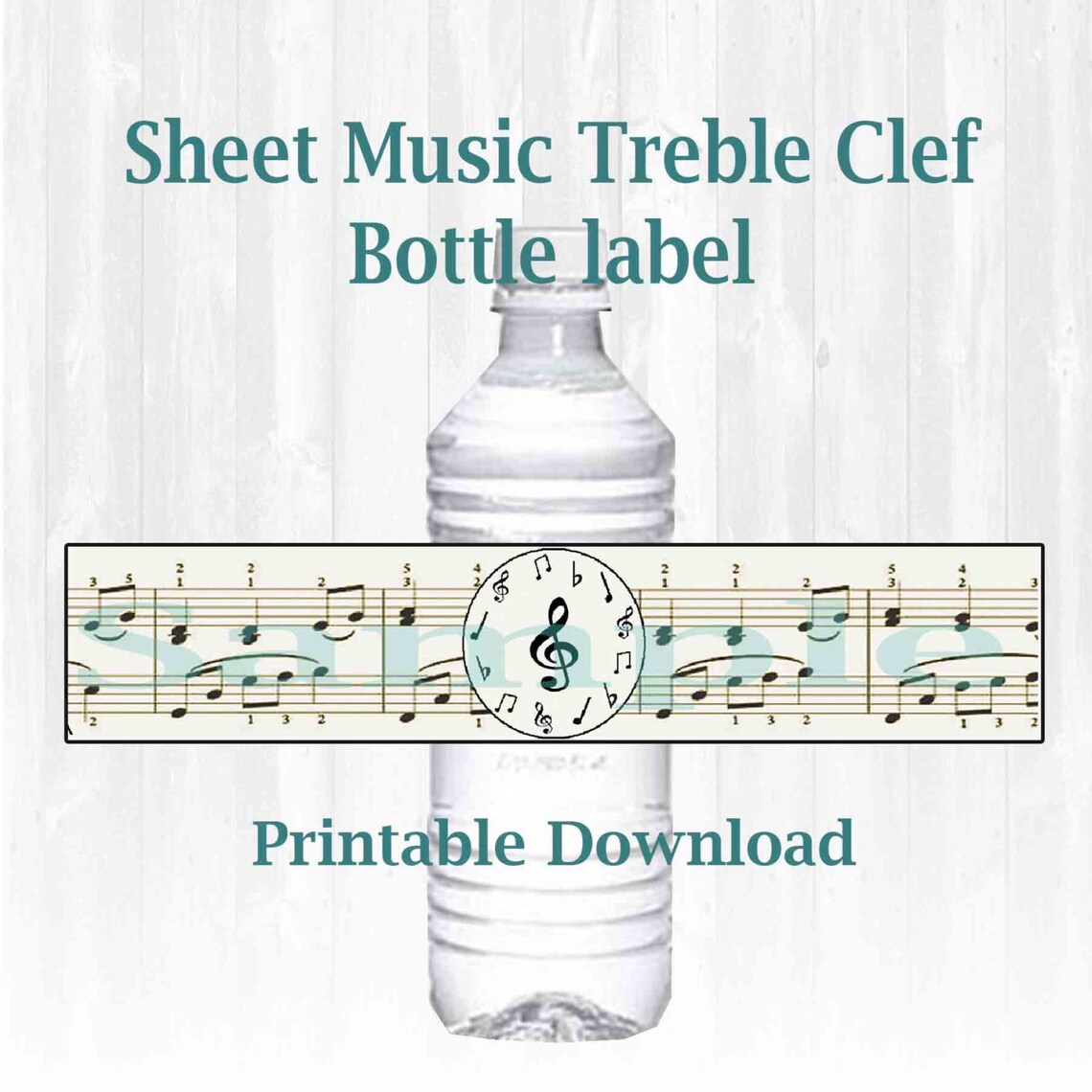 Musical Note Themed Water Bottle Labels. Treble Clef Etsy Canada