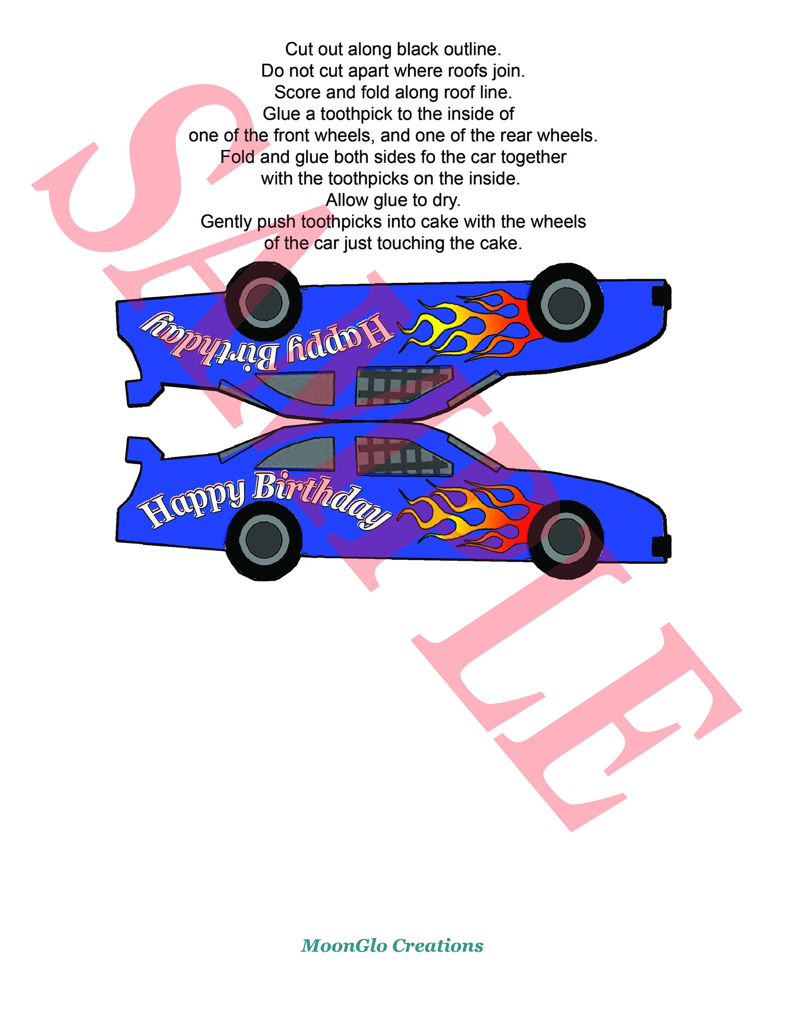 Race Car Cake Topper. 6in X 3.5in Printable Download. Birthday Etsy