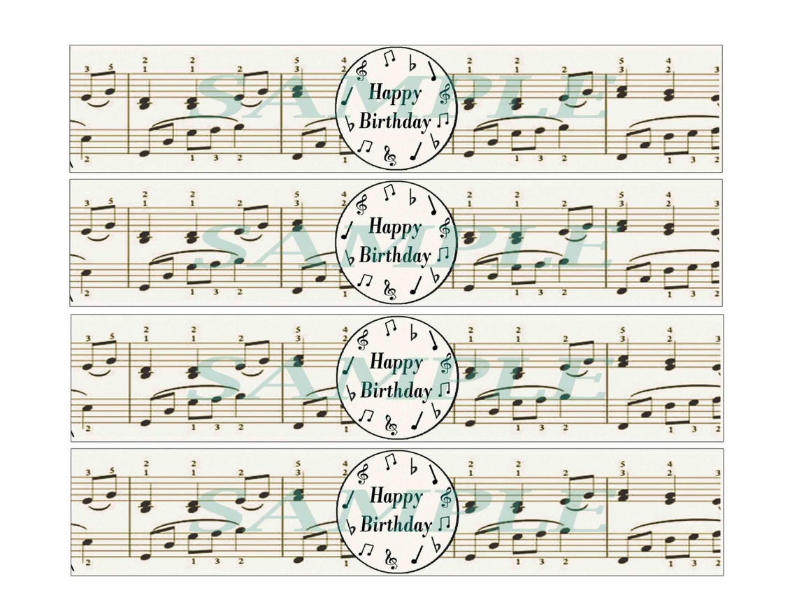 Musical Note Themed Water Bottle Labels. Happy Birthday, Printable ...