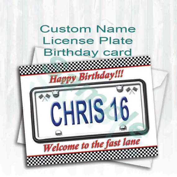 Custom licence plate Birthday card Printable download Etsy