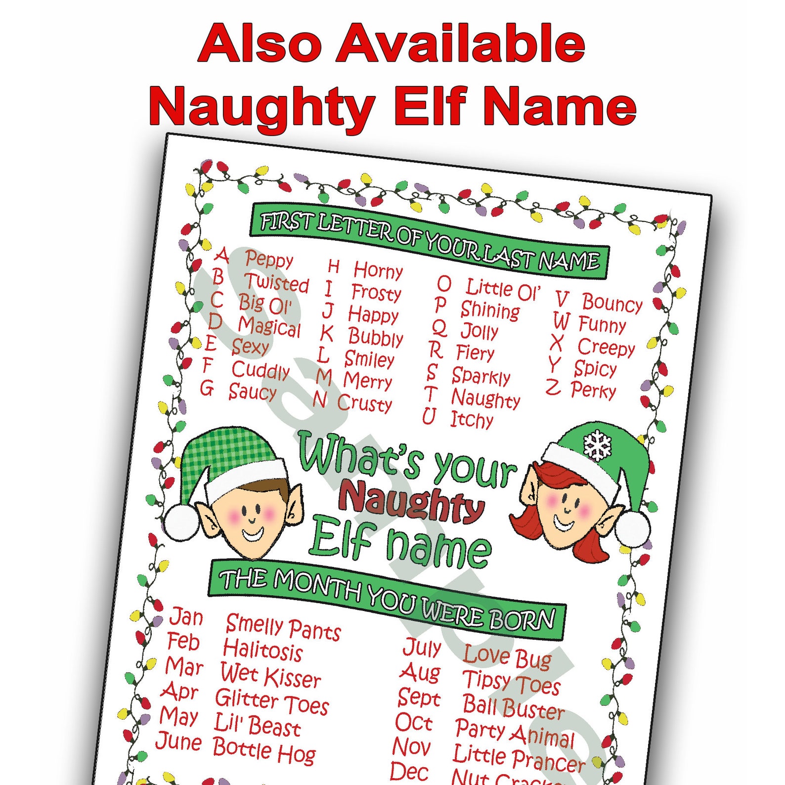 What s Your Elf Name Name Tags Printable Download Etsy