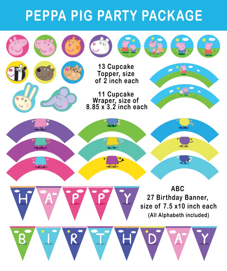 Printable Party Set Peppa Pig Party Kit Party Pack Cupcake - Etsy