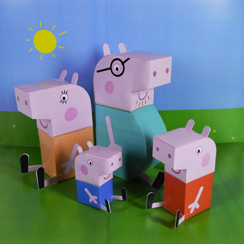 Peppa Pig Family Paper Ready to Print and Assemble Daddy Etsy