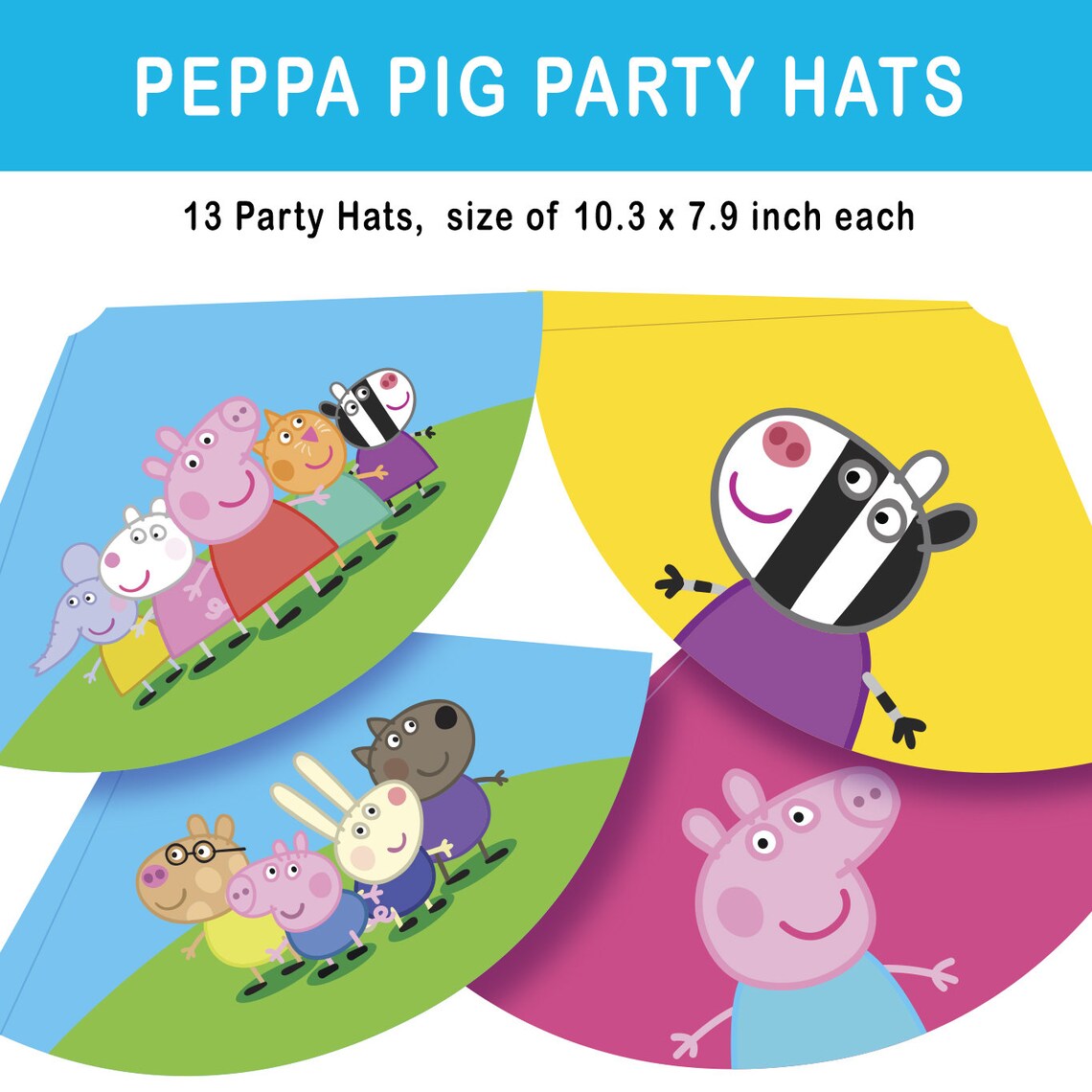 Peppa Pig Printable Party Hats for Children's Etsy Norway