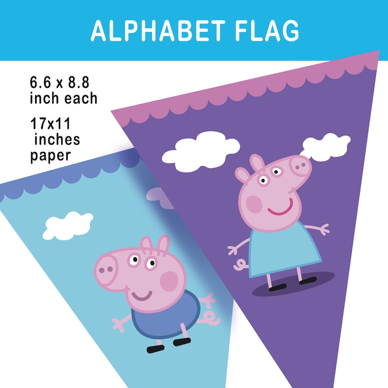 printable abc alphabet birthday party peppa pig and george pig etsy