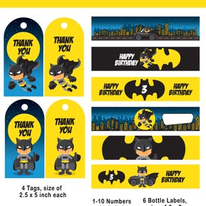 Printable Party Set, Batman Party, Kit Party Pack, Cupcake Toppers ...