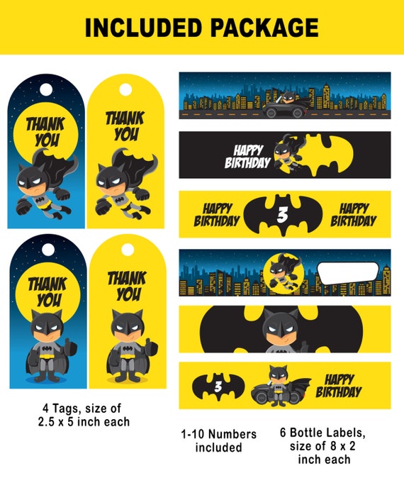Batman Water Bottle Label Download, Printable Batman Birthday