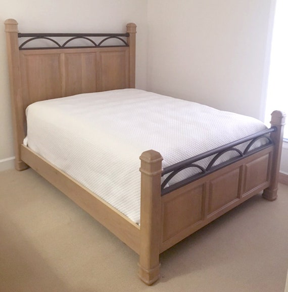 Bernhardt Wood And Metal Queen Bed Frame Vintage Light Wood Etsy