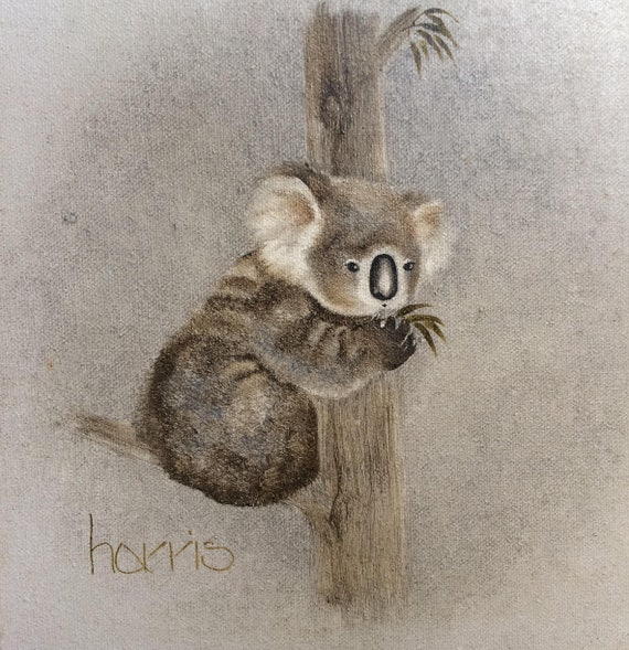 Vintage Koala Oil Painting By Peggy Harris Titled The Hugging Etsy