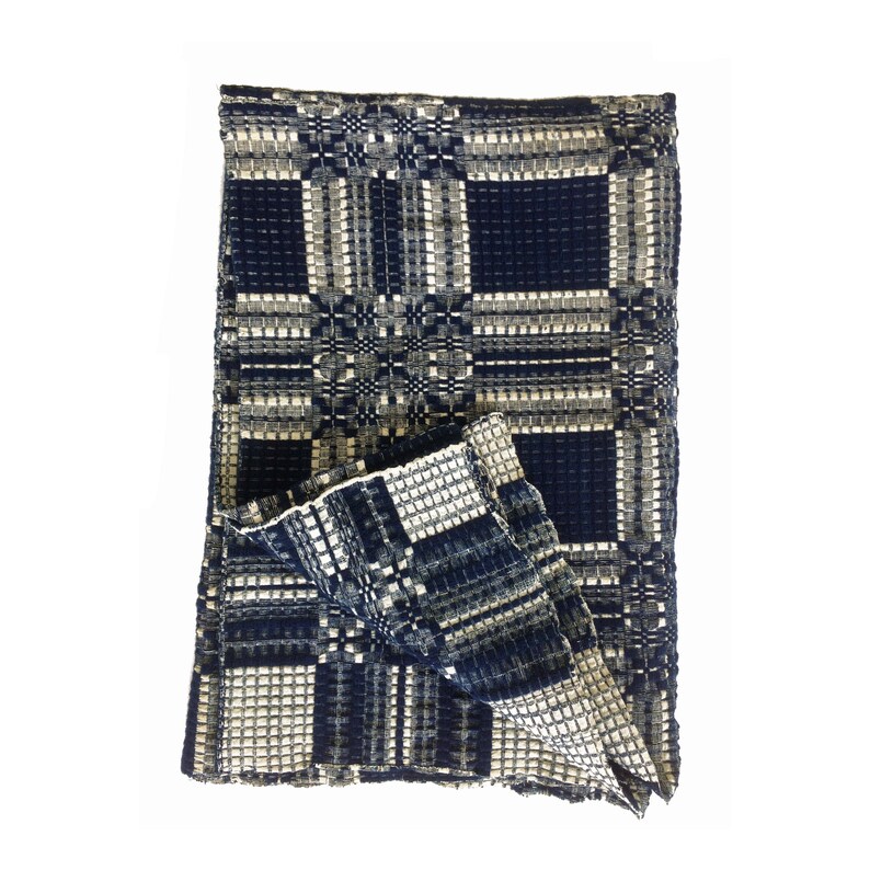 Antique Hand Loomed Blue and White Coverlet Blanket // 19th Etsy