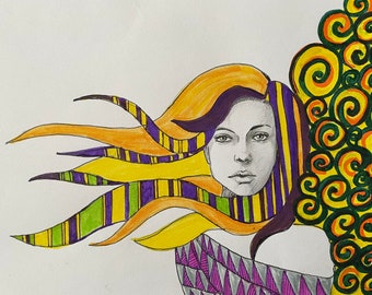 Gustav Klimt inspired drawing