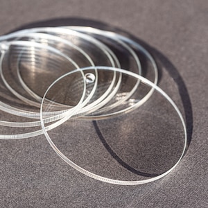 3.5in Clear Acrylic Circles - Ornament Blanks -  Plexiglass Discs - With Hole