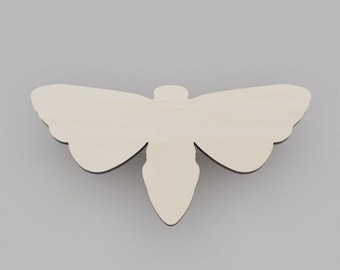 2" - 34" Moth Wooden Cutout Shape, Silhouette, Gift Tags Ornaments, Decoration Laser Cut Birch Wood #6511