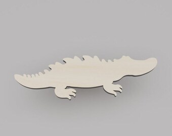 2" - 34" Alligator Wooden Cutout Shape, Silhouette, Gift Tags Ornaments, Decoration Laser Cut Birch Wood #6490