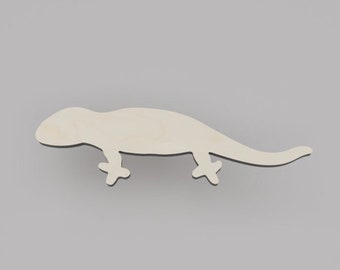 2" - 34" Gecko Wooden Cutout Shape, Silhouette, Gift Tags Ornaments, Decoration Laser Cut Birch Wood #6503