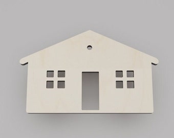 2 "- 34" forma de corte de madera de la casa, silueta, adornos de etiquetas de regalo, decoración de madera de abedul cortada con láser #6360